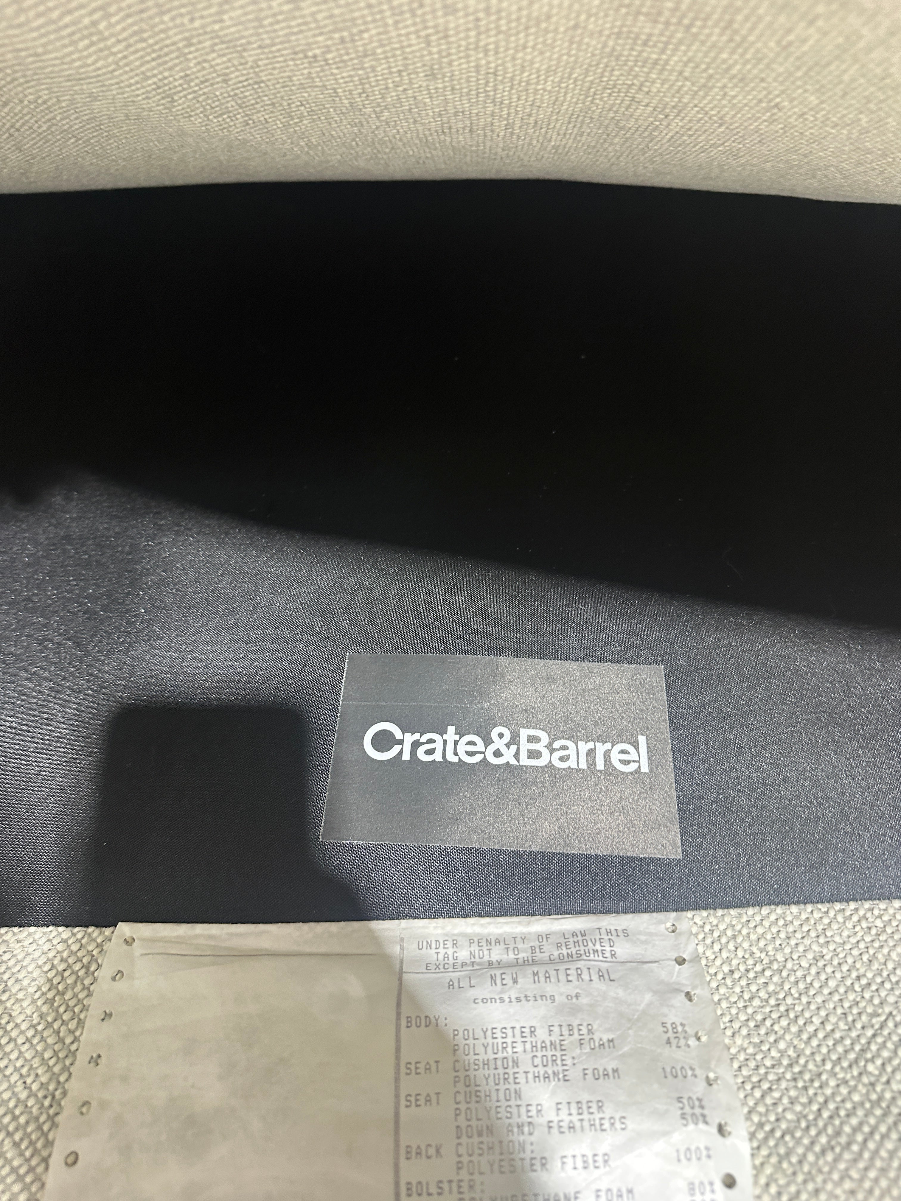 Crate & Barrel Aris 106” 3-Piece L-Shaped Bench Sectional Sofa in Thrive Fabric in Quartz
Performance Textured Basket Weave