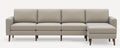 Burrow Nomad King Sectional, Reversible Chaise, Reversible Tuft or Flat Back Cushion in Georgia Clay - Performance Chenille