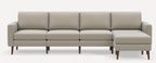Burrow Nomad King Sectional, Reversible Chaise, Reversible Tuft or Flat Back Cushion in Georgia Clay - Performance Chenille