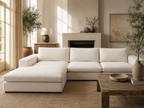 Article Beta 139” Modular 3 Piece Sofa Chaise Sectional in Quartz White