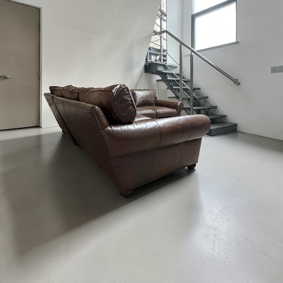 Restoration Hardware RH Original Lancaster 9ft Right Arm L- Sectional Sofa in Italian Brompton Cocoa.