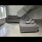 Restoration Hardware Cordoba 139” x 118” 3 Piece, XL wide Sofa Sectional, Heavy Down Blend Cushions in Charcoal Performance Linen Basketweave