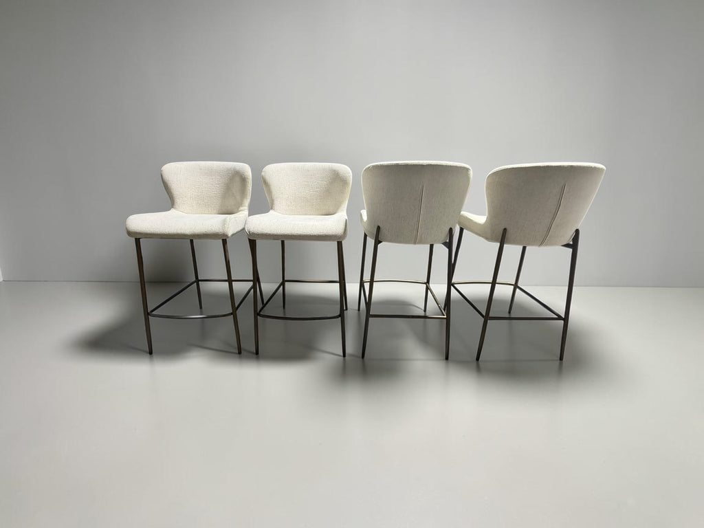 Arhaus Kirsten 2 x Counter Stools in Nomad Snow and brushed gold metal