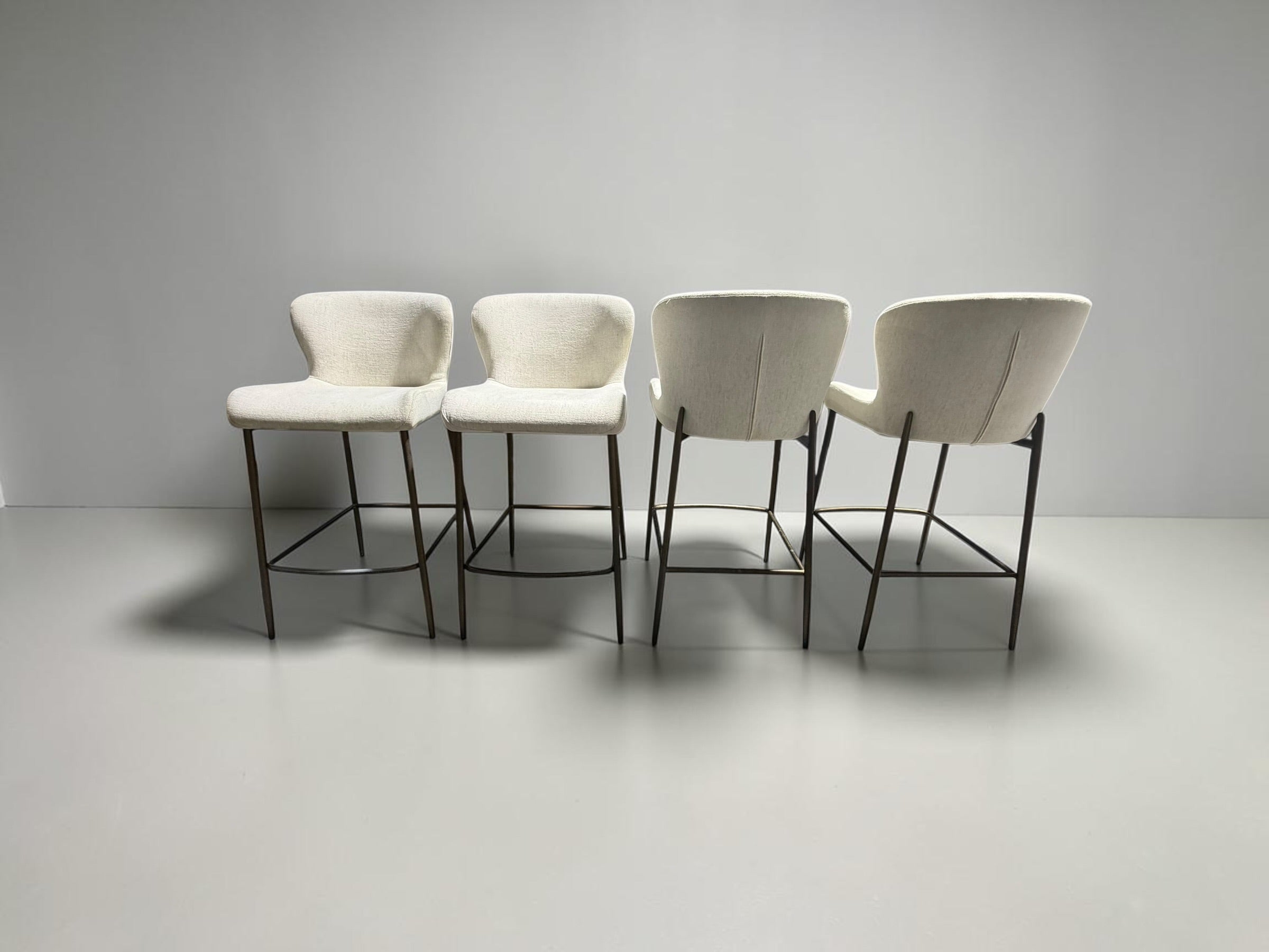 Arhaus Kirsten 2 x Counter Stools in Nomad Snow and brushed gold metal