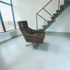 West Elm Austin Leather Swivel Chair in Charcoal Green Leather
