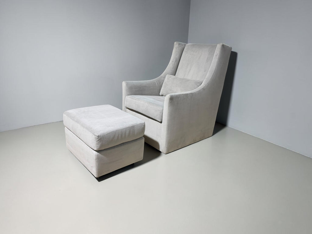 West Elm Nursery Glider Chair and Ottoman set in Performance Microfiber in Frost Gray