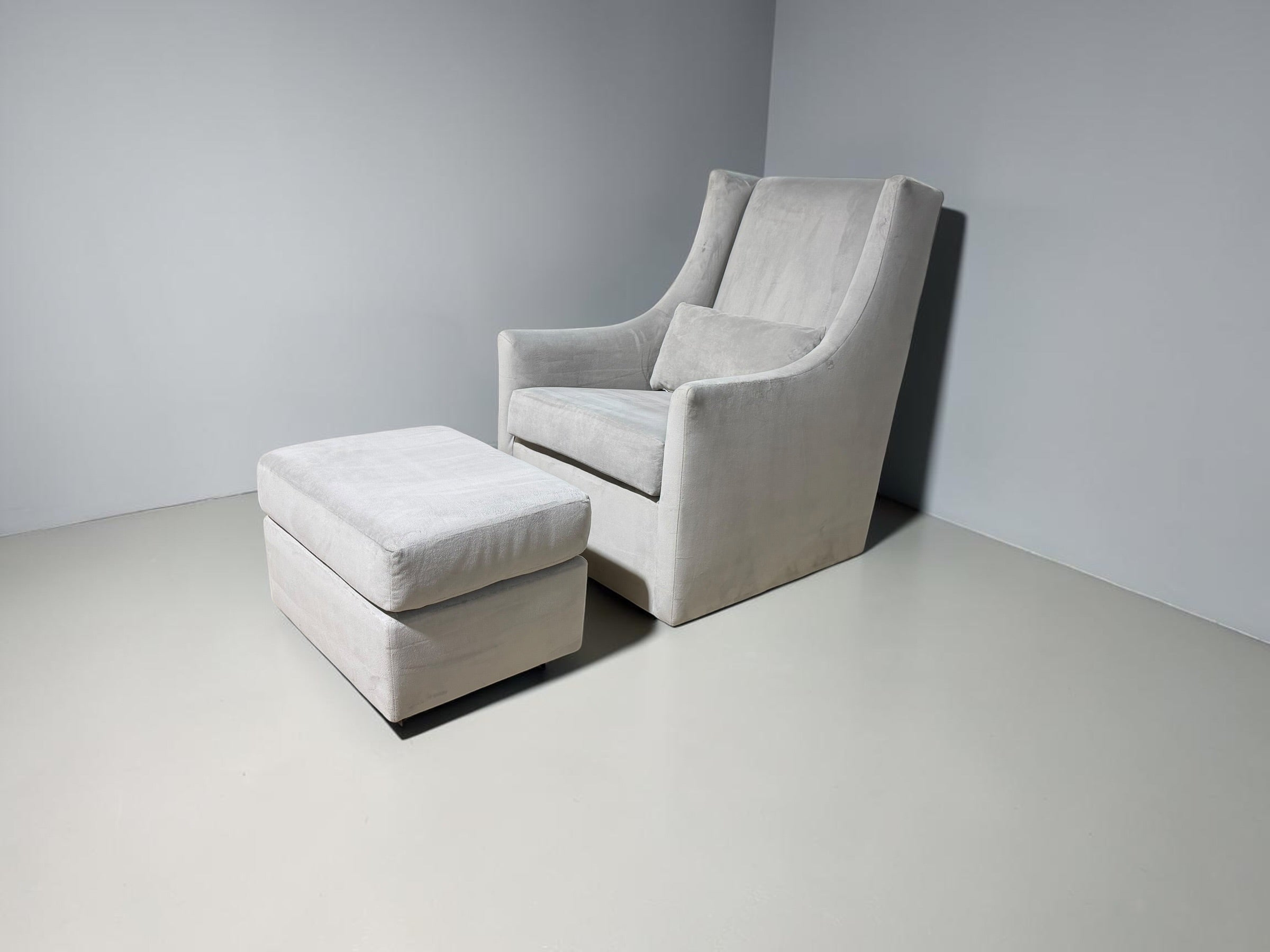 West Elm Nursery Glider Chair and Ottoman set in Performance Microfiber in Frost Gray