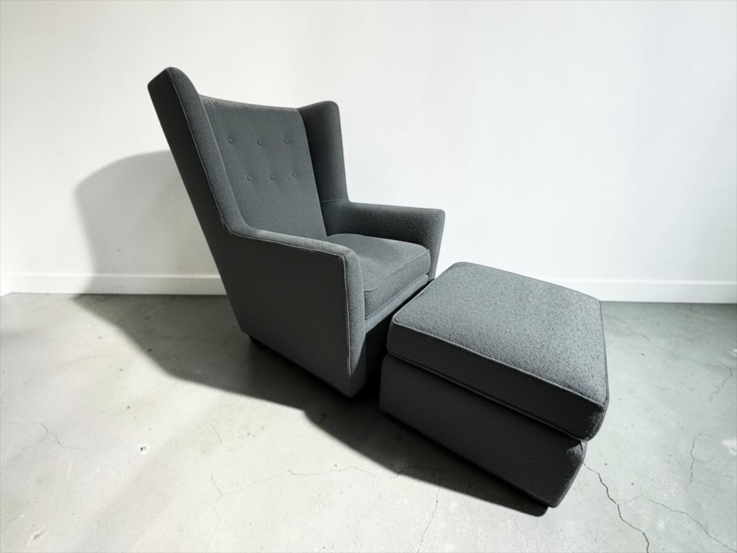Room & Board Kennedy Swivel Glider Chair w/ ottoman in Declan Haze