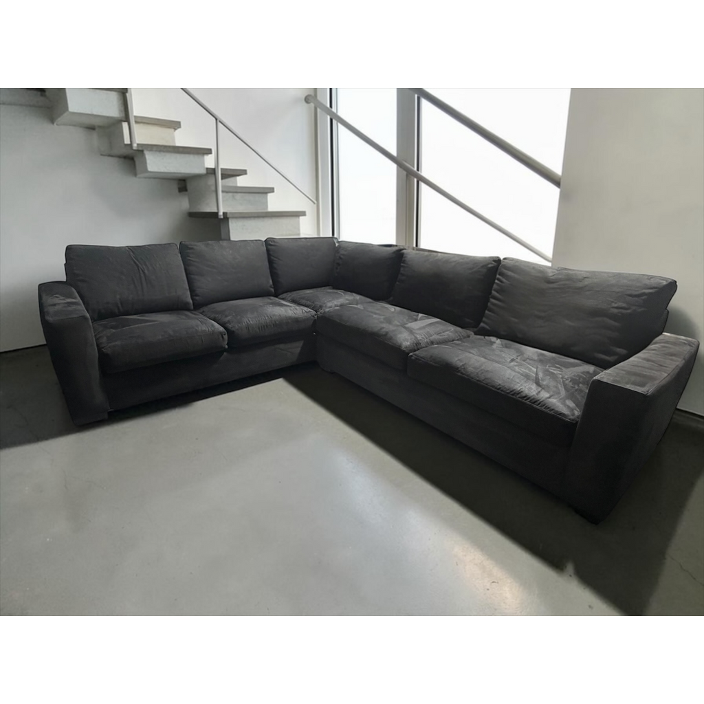 Room & Board Metro 113” x 97” L Shape Sectional Sofa in Dawson Ebony Velvet Microfiber