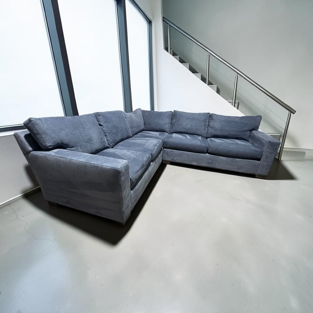 Crate & Barrel Axis 113 x 103 L Shape Sectional in Douglas Indigo