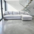 Crate & Barrel Lounge Deep 125” Sofa Chaise, Down Blend Cushions in Performance Taft Cement