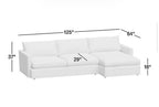 Crate & Barrel Lounge Deep 125” Sofa Chaise, Down Blend Cushions in Performance Taft Cement