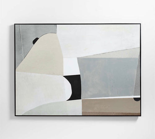 Crate & Barrel Composition of Neutrals" Reproduction 75"x55" Framed Wall Art Print