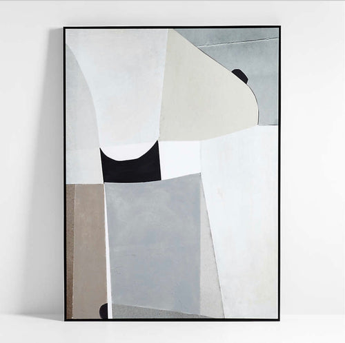 Crate & Barrel Composition of Neutrals" Reproduction 75"x55" Framed Wall Art Print