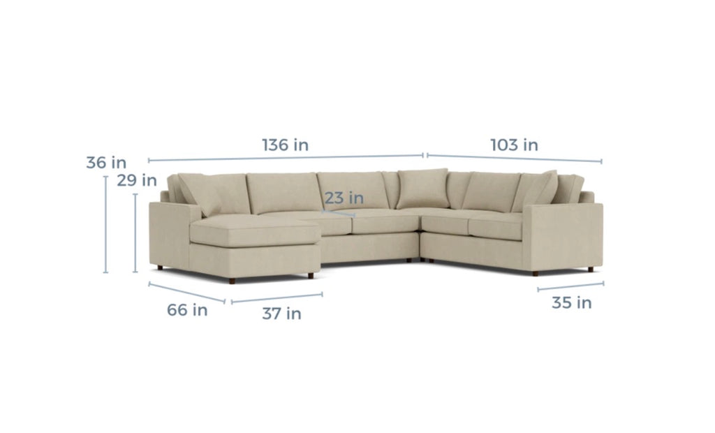 Room & Board York 136” 4 Piece Sleeper Sofa Chaise Sectional in Dawson