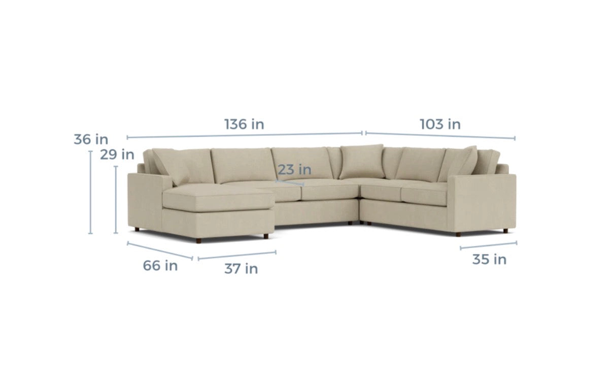 Room & Board York 136” 4 Piece Sleeper Sofa Chaise Sectional in Dawson