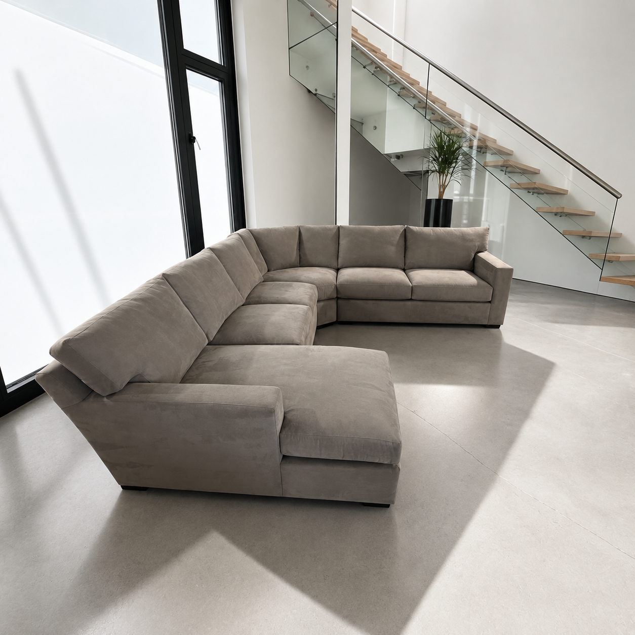 Crate & Barrel Axis 154" Wedge 4 Piece Sectional, Down Blend in Douglas Nickel Herringbone
