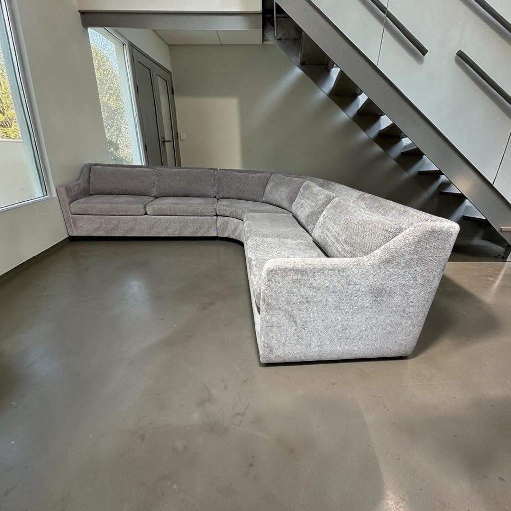 Crate & Barrel Notch 128.5" Curved 3 Piece Sectional in Hansel Storm