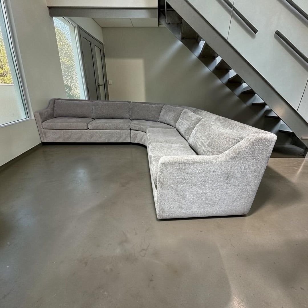 Crate & Barrel Notch 128.5" Curved 3 Piece Sectional in Hansel Storm