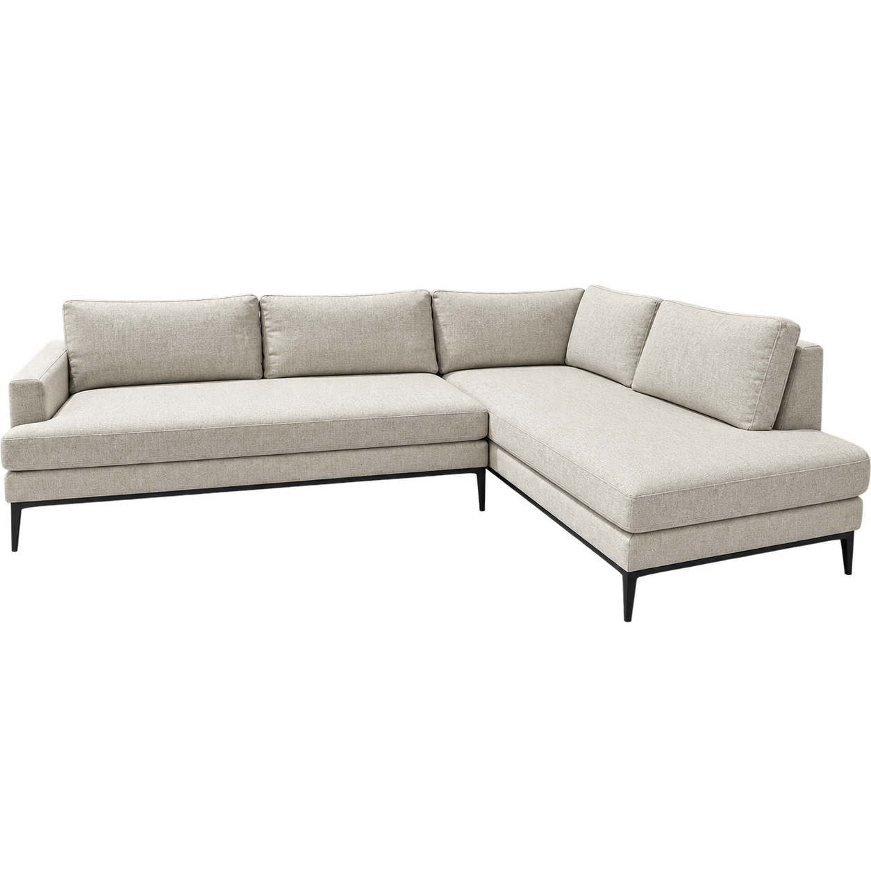 West Elm Andes 105" 2-Piece Bumper Chaise Sectional in Gravel Twill