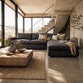 Room & Board Linger 116” 2 piece Sofa Chaise Sectional, Down Blend Cushions in Sumner Navy.