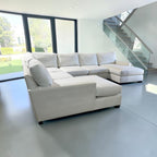Potterybarn Turner Double Chaise U Shape Sectional in Alabaster, Performance Heathered Basketweave