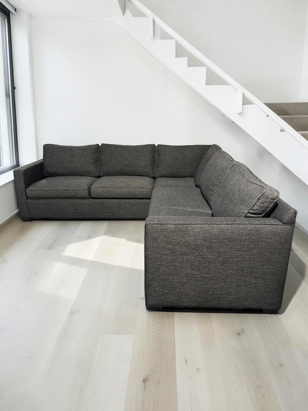 Crate & Barrel 103” 3-Piece L-Shaped Sectional Sofa in Darius Graphite