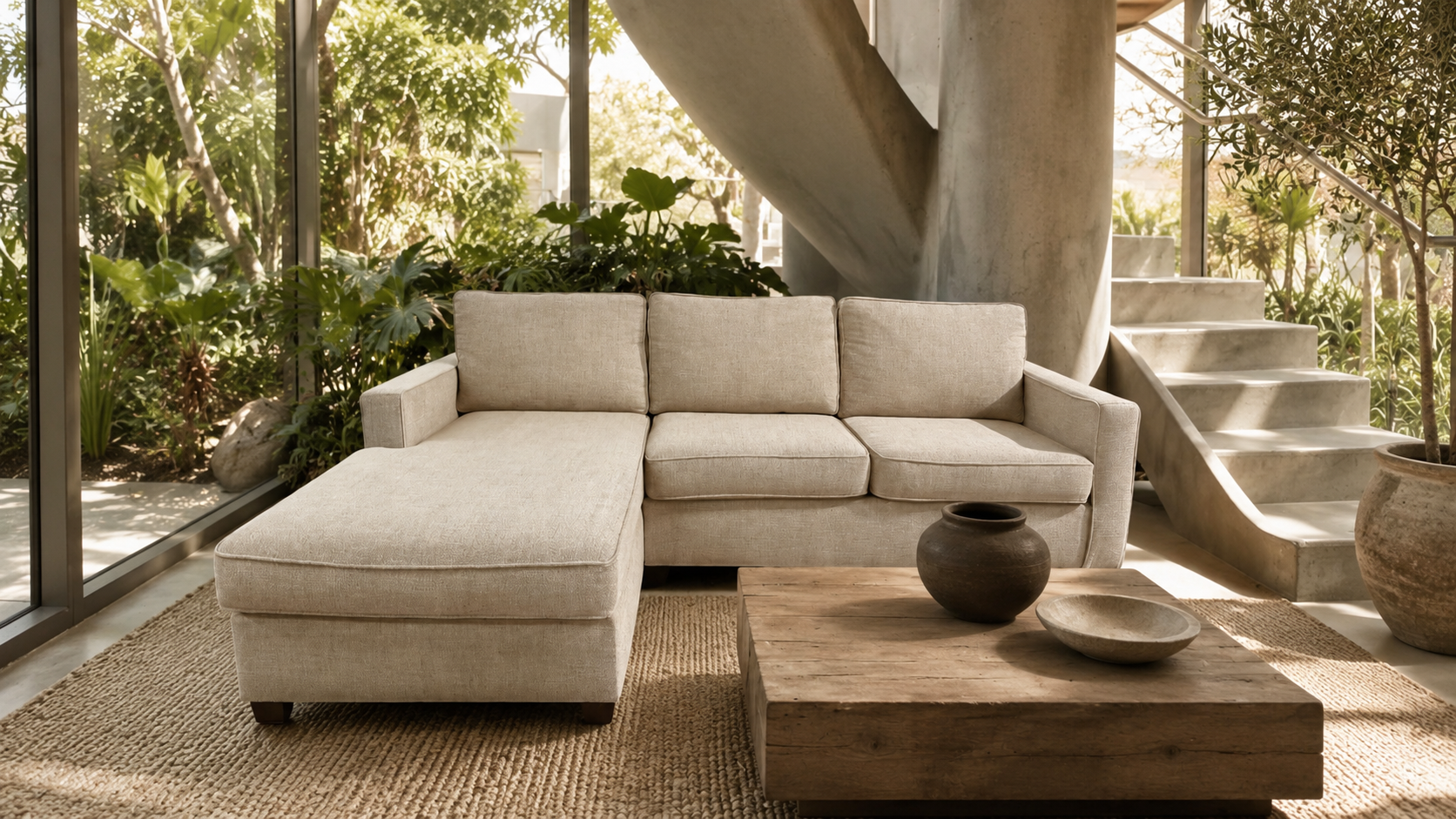 West Elm Henry 101” 2-Piece Chaise Sectional in Performance Twill Gravel