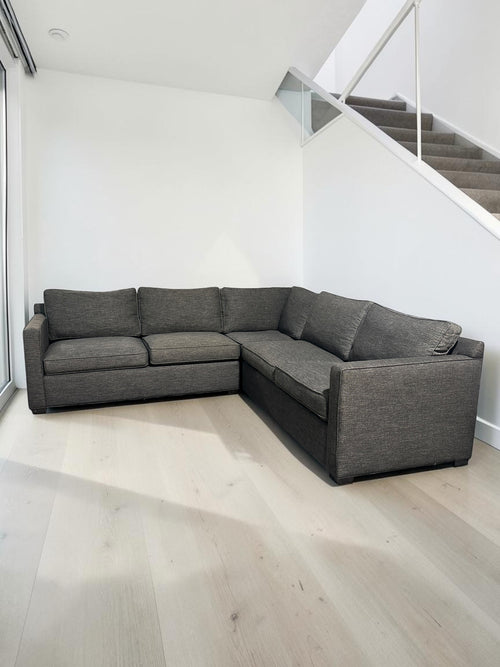 Crate & Barrel 103” 3-Piece L-Shaped Sectional Sofa in Darius Graphite