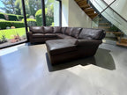 Arhaus Colby 124” 3 Piece U Shape Sofa Chaise Leather Sofa in Bronco Whiskey