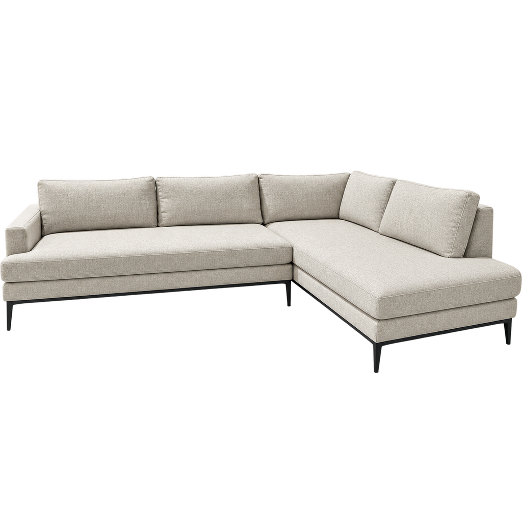 West Elm Andes 105" 2-Piece Bumper Chaise Sectional in Gravel Twill