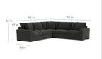 Room & Board Metro 113” 4 Piece L Shape, extra 30” Armless Chair in Shelly Carbon Microfiber