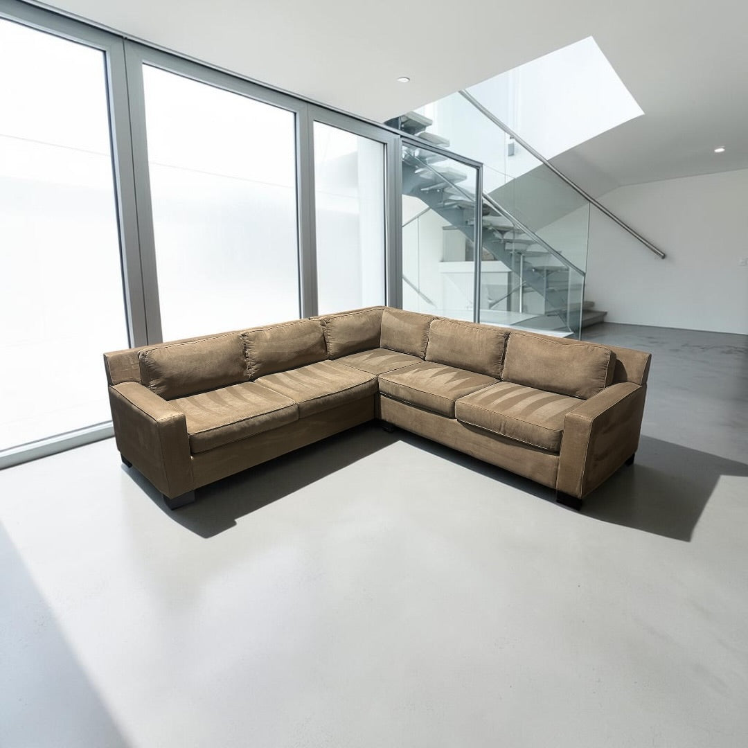 West Elm Urban 95” x 95” L Shape, 3 Piece Sectional in Amalfi Cappuccino Herringbone Microfiber