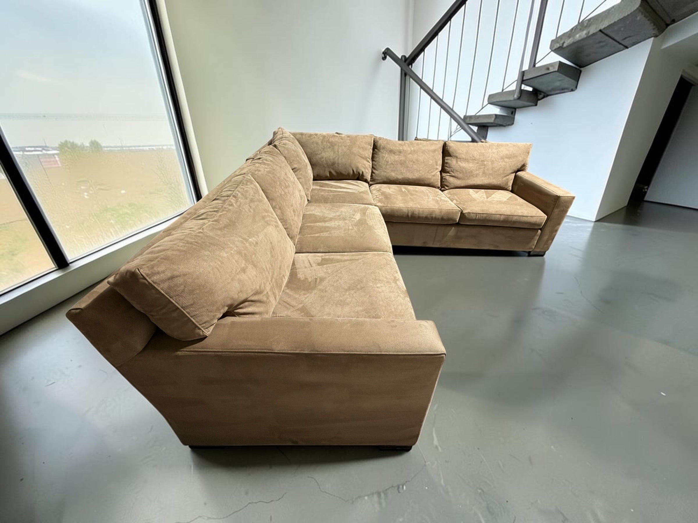 Crate & Barrel Axis 113" 3 piece Sectional in Douglas Coffee