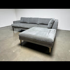West Elm Andes 94” 3-Piece Ottoman Sectional in Mineral Gray, Performance Distressed Velvet