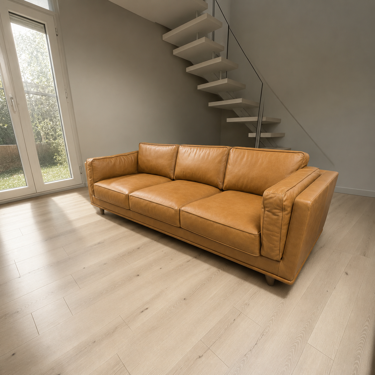 Article Sven 90” Sofa in Cognac Leather.