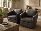 Room & Board Ford Swivel Chairs in Laino Slate Leathe