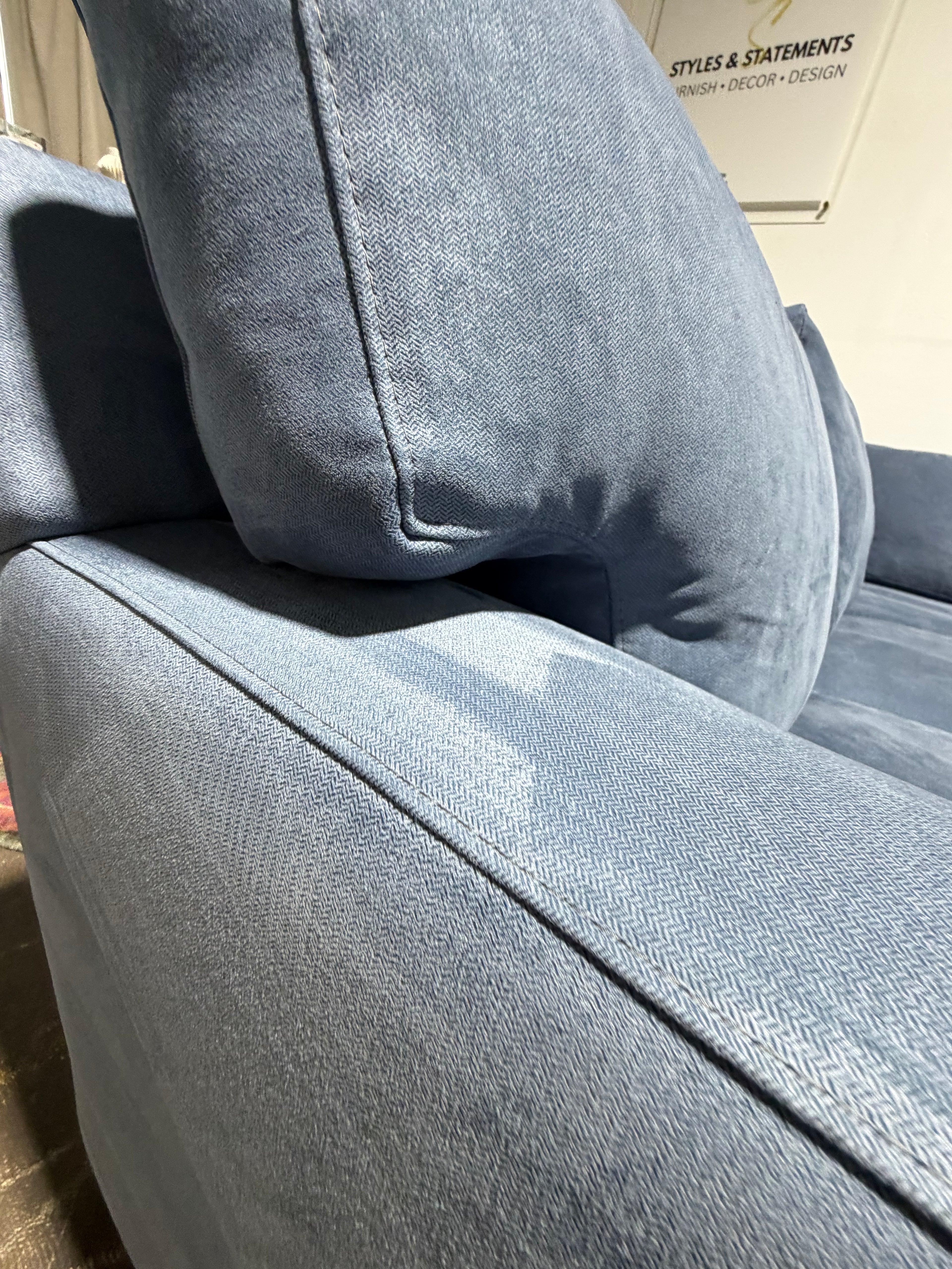 Crate & Barrel Axis 113 x 103 L Shape Sectional in Douglas Indigo