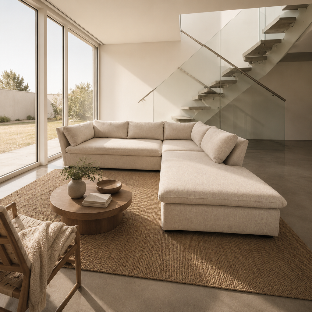 West Elm Shelter 105” Sectional Sofa in Gravel Twill