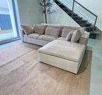 West Harmony 122" Modular Reversible 3-Piece Ottoman Sectional in Sand Distressed Velvet