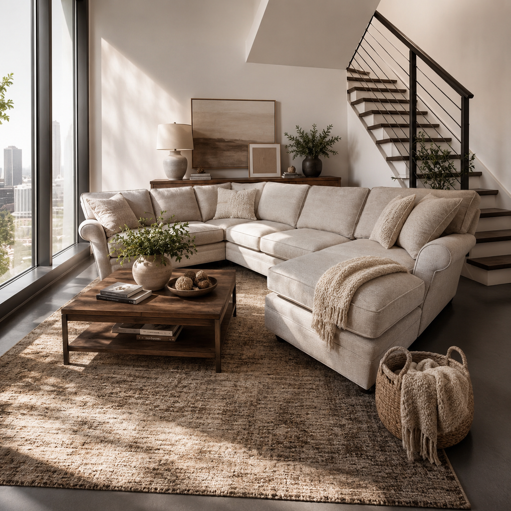 Arhaus Lansbury 143” 3 Piece U Shape Sectional in Performance Cushing Frost