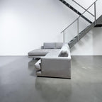 West Elm Haven 108” 2-Piece Bumper Chaise Sectional, Heavy Down Blend Cushions in Storm Gray Washed Canvas