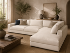 West Elm Dalton 121” Sofa Chaise Sectional in Sand Velvet