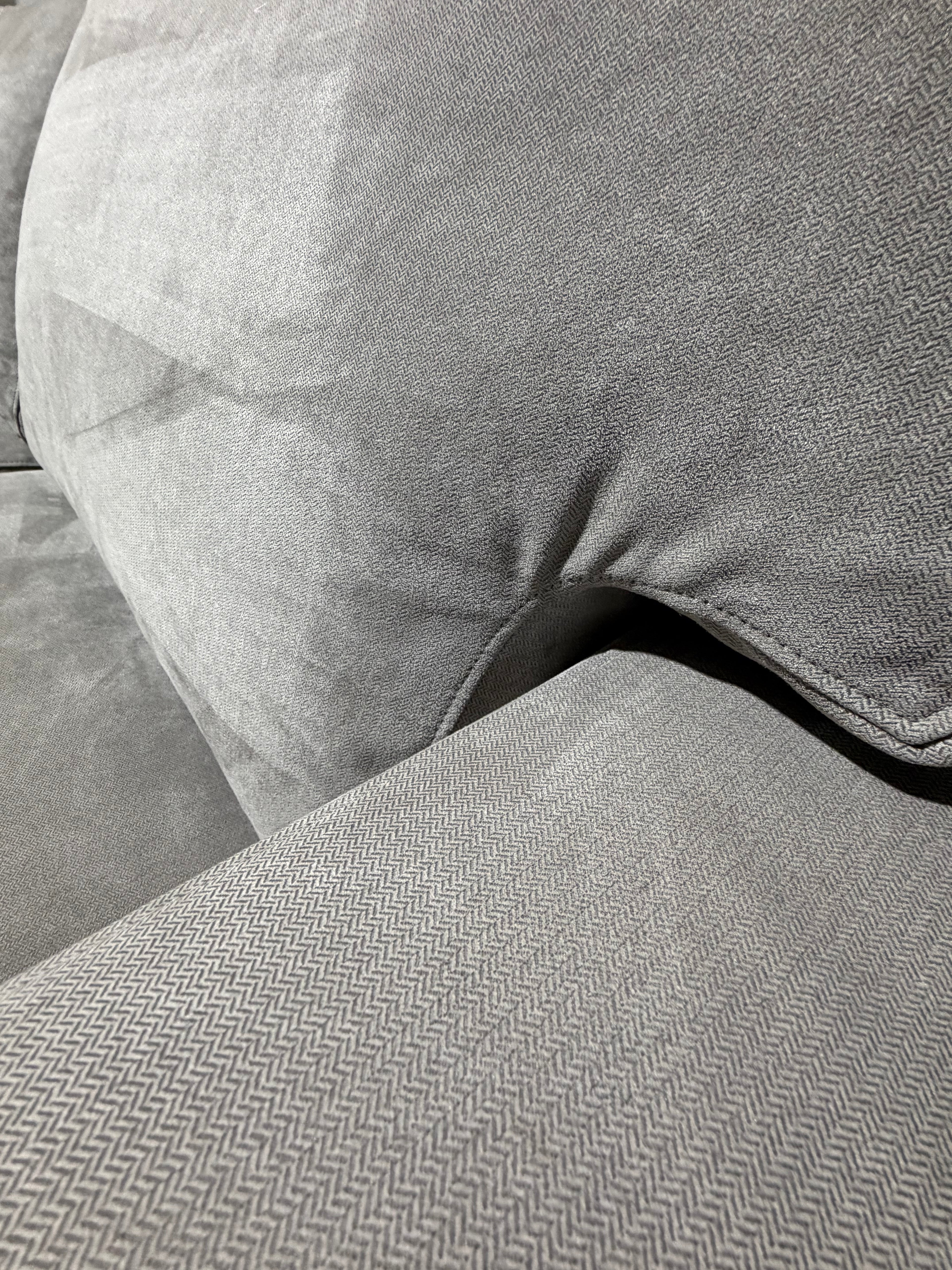 Crate & Barrel Axis 113 x 110, 3 Piece Sofa sectional, down blend in Douglas gray herringbone microfiber