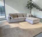 West Harmony 122" Modular Reversible 3-Piece Ottoman Sectional in Sand Distressed Velvet