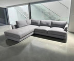 West Elm Haven 108" 2-Piece Bumper Chaise Sectional, Heavy Down Blend Cushions in Storm Gray Washed Canvas