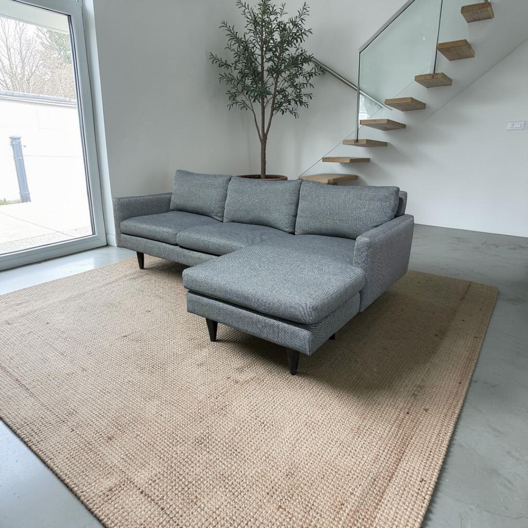 Room & Board Jasper 96” Reversible Chaise Sofa Sectional, Down Blend in Tepic Haze