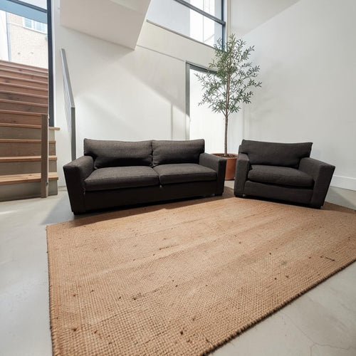 Crate & Barrel Axis 88" Sofa and Chair and a Half, Down Blend, Ascend Fabric in Pinecone