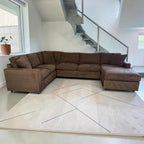 Room & Board York 136" 3 Piece U Shape Sofa Chaise Sectional Down Blend in Performance Mahogany Velvet
