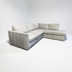 West Elm Harris 106” L Shape Sofa Chaise Sectional Down Blend in Stone Performance Velvet